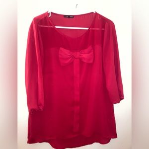 Red bow blouse